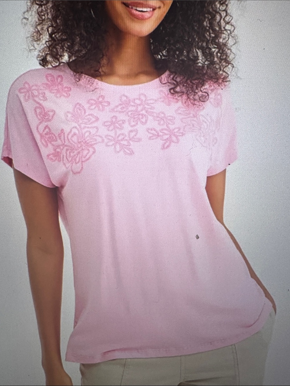 Style & Co Petite Soutache Knit Scoop Neck T-Shirt